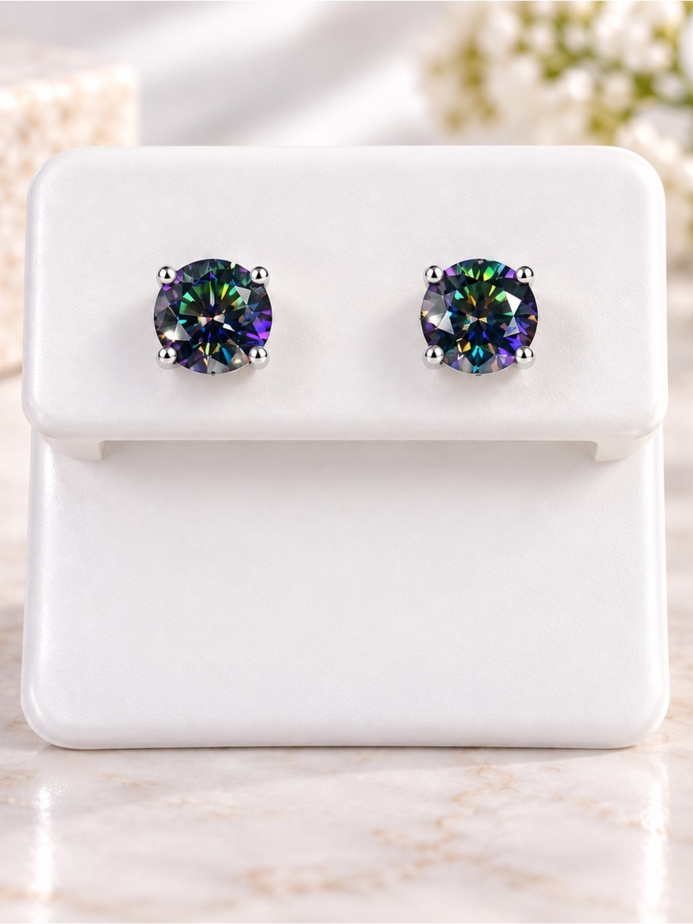 GRA Moissanite 1.20 CTW Round Stud Earrings 925 Sterling Silver 5.5mm